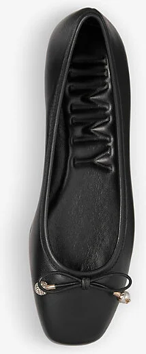 Womens Black Elme Bow-Embellished Leather Ballet Flats Eur 40 / 7 Uk Women - Image 2