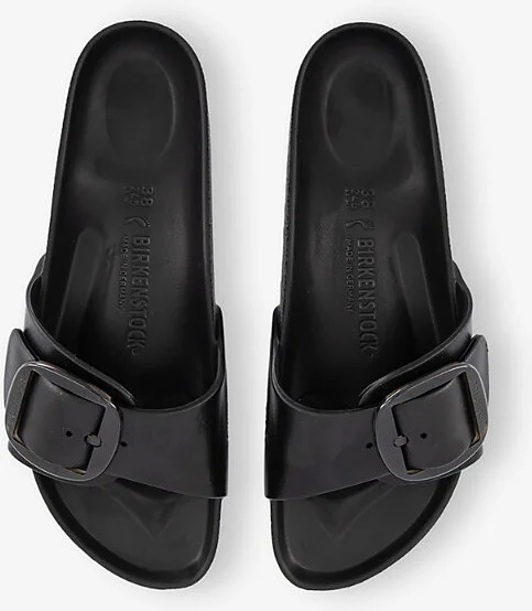 Womens Black Eva Madrid Big Buckle Rubber Sliders Eur 39 / 6 Uk Women - Image 2