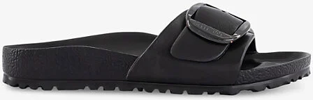Womens Black Eva Madrid Big Buckle Rubber Sliders Eur 39 / 6 Uk Women