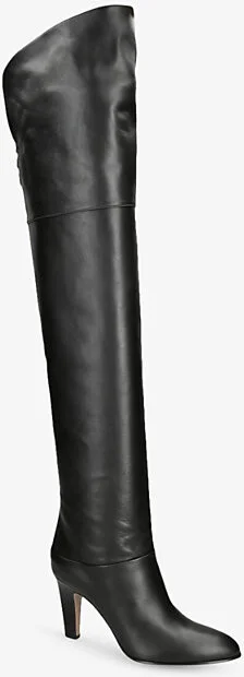 Womens Black Eve Over-The-Knee Leather Boots Eur 38/5 Uk Women