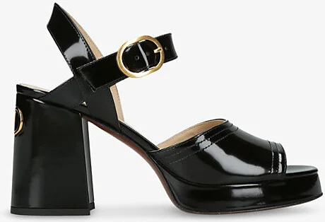 Womens Black Fawcette 100 Leather Heeled Sandals Eur 39.5 / 6.5 Uk Women