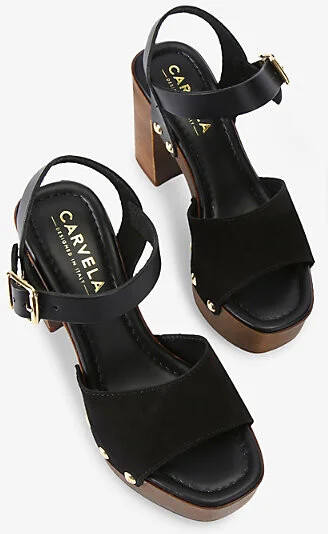 Womens Black Festa Heeled Suede Sandals Eur 39 / 6 Uk Women - Image 2