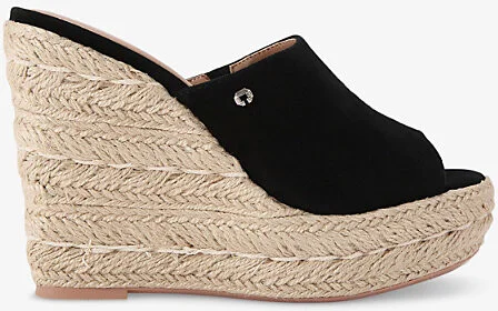Womens Black Fiorella Branded Suede Wedges Eur 42/ 9 Uk Women