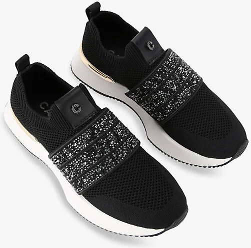 Womens Black Flare Sparkle Knitted Low-Top Trainers Eur 38/5 Uk Women - Image 2