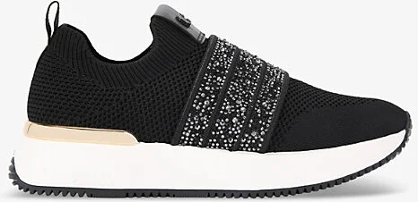 Womens Black Flare Sparkle Knitted Low-Top Trainers Eur 38/5 Uk Women