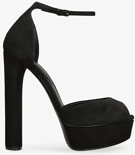 Womens Black Flora 140 Platform Peep Suede Pumps Eur 38.5 / 5.5 Uk Women