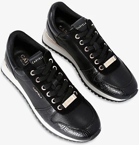 Womens Black Florencia Logo-Plaque Faux-Leather Low-Top Trainers Eur 37 / 4 Uk Women - Image 2