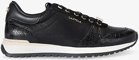 Womens Black Florencia Logo-Plaque Faux-Leather Low-Top Trainers Eur 37 / 4 Uk Women