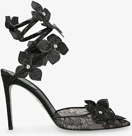 Womens Black Floriane 105 Embellished Heeled Sandals Eur 36 / 3 Uk Women