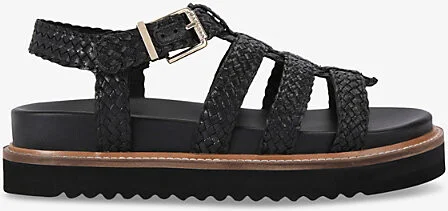 Womens Black Fortuna Weave Faux-Leather Sandals Eur 36 / 3 Uk Women