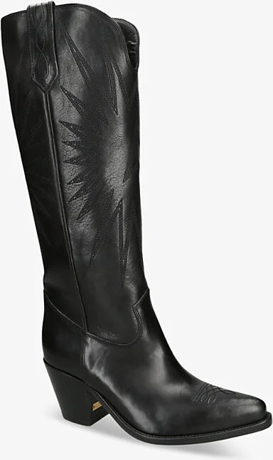 Womens Black Francesca Pointed-Toe Leather Boots Eur 41 / 8 Uk Women - Image 2
