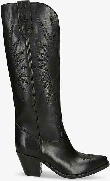 Womens Black Francesca Pointed-Toe Leather Boots Eur 41 / 8 Uk Women
