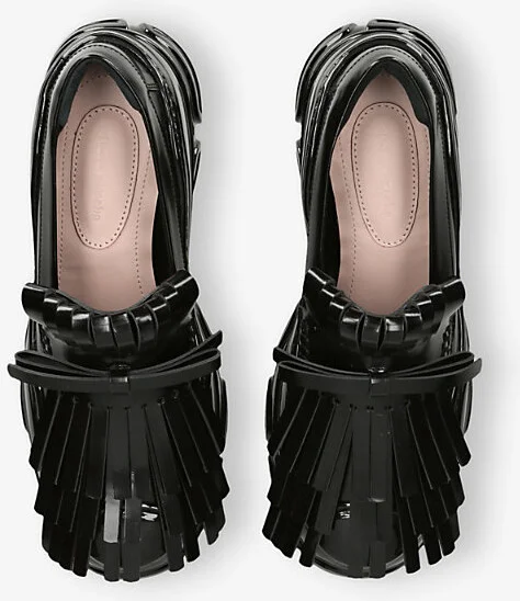 Womens Black Fringe Tracker Leather-Trimmed Loafers Eur 39 / 6 Uk Women - Image 2