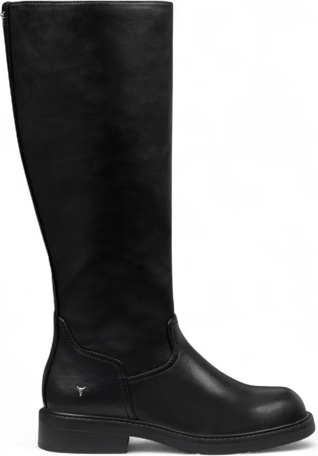 Womens Black Fuax Leather Knee High Tall Boots - Blessing
