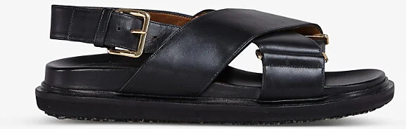 Womens Black Fussbett Cross-Over Leather Sandals Eur 38/5 Uk Women
