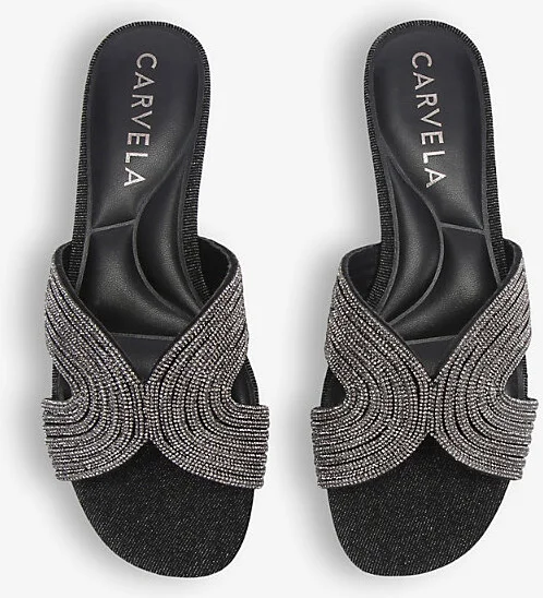 Womens Black Gala Backless Crystal-Embellished Mules Eur 40 / 7 Uk Women - Image 2