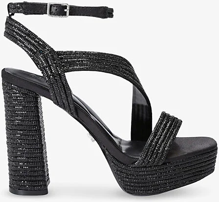 Womens Black Gala Jewel-Embellished Woven Platform Sandal Eur 41 / 8 Uk Women