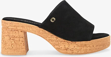 Womens Black Genova Block-Heel Suede Sandals Eur 38/5 Uk Women