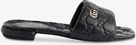 Womens Black Gg Meg Leather Sliders Eur 42/ 9 Uk Women