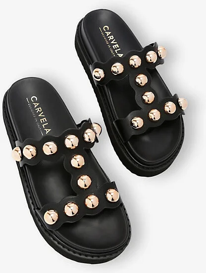 Womens Black Gianna Faux-Leather Sandals Eur 42/ 9 Uk Women - Image 2