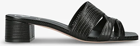 Womens Black Gina Square-Toe Embossed-Leather Sandals Eur 37.5 / 4.5 Uk Women