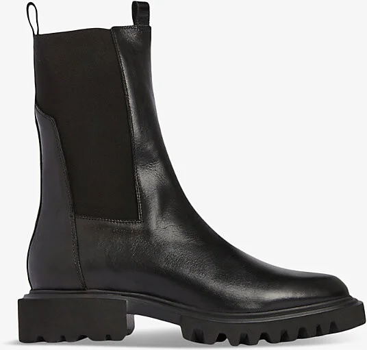 Womens Black Hallie Chunky-Sole Leather Ankle Boots Eur 39 / 6 Uk Women