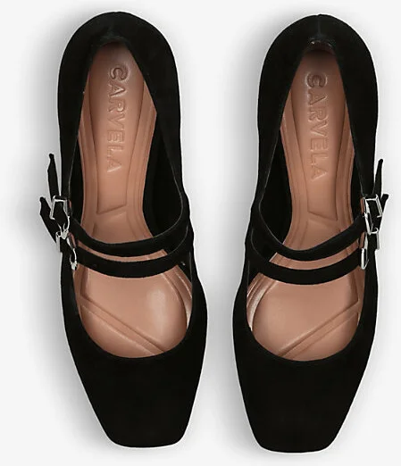 Womens Black Harper Front-Buckle Suede Heeled Courts Eur 39 / 6 Uk Women - Image 2