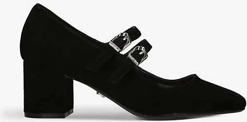 Womens Black Harper Front-Buckle Suede Heeled Courts Eur 39 / 6 Uk Women