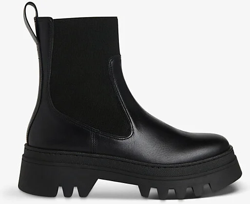 Womens Black Hatton Chunky-Soled Leather Chelsea Boots Eur 39 / 6 Uk Women