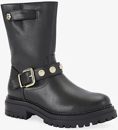 Womens Black Headline Coin Faux-Leather Ankle Boots Eur 38/5 Uk Women - Image 2