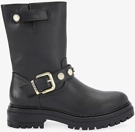 Womens Black Headline Coin Faux-Leather Ankle Boots Eur 38/5 Uk Women