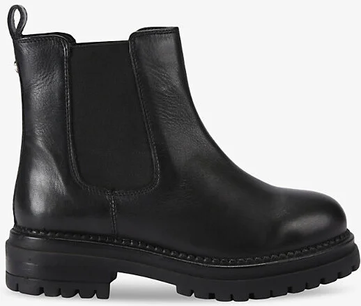 Womens Black Headline Flat Leather Chelsea Boots Eur 41 / 8 Uk Women