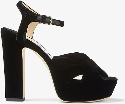 Womens Black Heloise 120 Bow-Embellished Velvet Platform-Heeled Sandals Eur 36 / 3 Uk Women