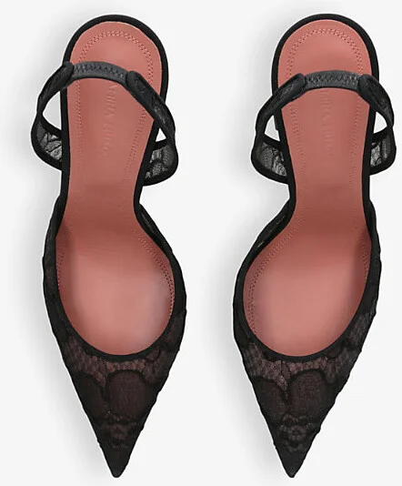 Womens Black Holli 95 Sling-Back Lace Heeled Courts Eur 39 / 6 Uk Women - Image 2
