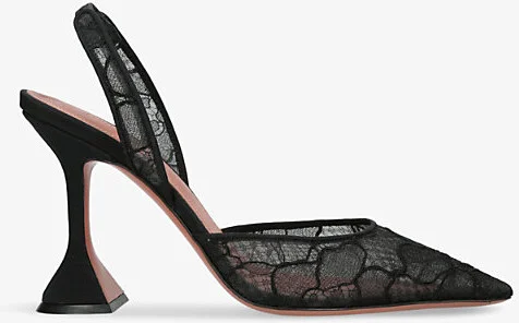 Womens Black Holli 95 Sling-Back Lace Heeled Courts Eur 39 / 6 Uk Women