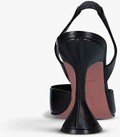 Womens Black Holli Pointed-Toe Leather Slingback Heels Eur 40 / 7 Uk Women - Image 2