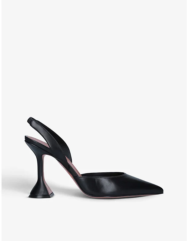 Womens Black Holli Pointed-Toe Leather Slingback Heels Eur 40 / 7 Uk Women