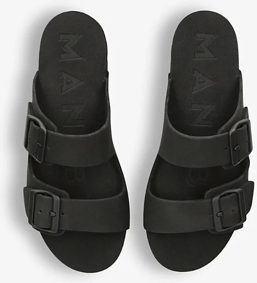 Womens Black Honolulu Nordic Double-Strap Flat Leather Eva Sandals Eur 39 / 6 Uk Women - Image 2