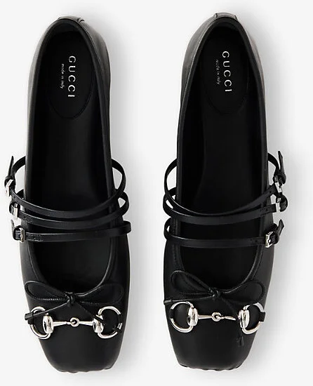 Womens Black Horsebit Square-Toe Leather Ballerina Pumps Eur 36 / 3 Uk Women - Image 2