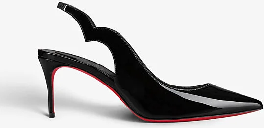 Womens Black Hot Chick 70 Patent-Leather Slingback Pumps Eur 40.5 / 7.5 Uk Women