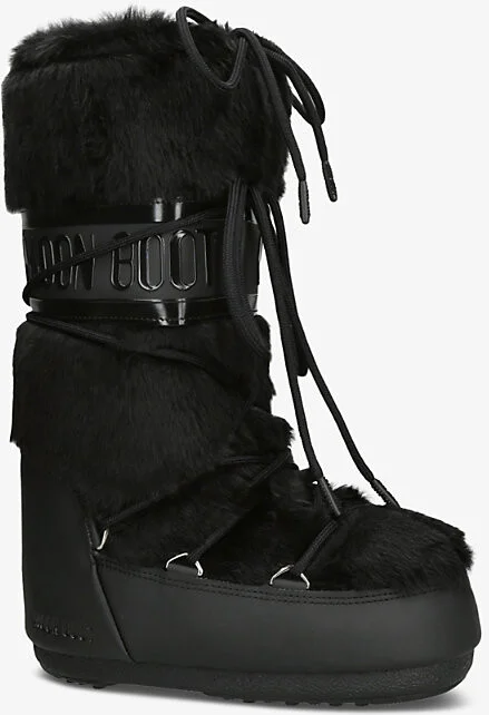 Womens Black Icon Lace-Front Faux-Fur Snow Boots Eur 39 / 6 Uk Women - Image 2