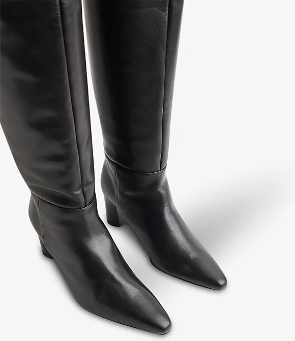 Womens Black Inessa Heeled Leather Over-The-Knee Boots Eur 37 / 4 Uk Women - Image 2