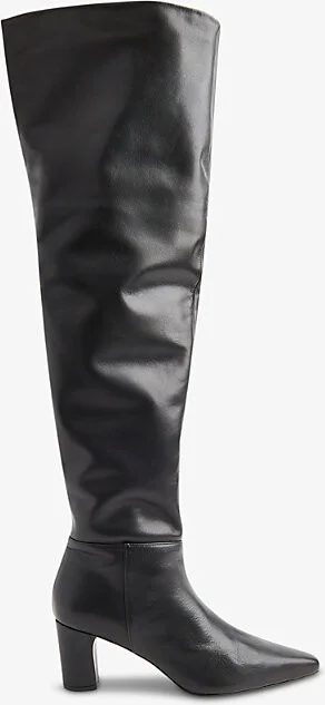 Womens Black Inessa Heeled Leather Over-The-Knee Boots Eur 37 / 4 Uk Women