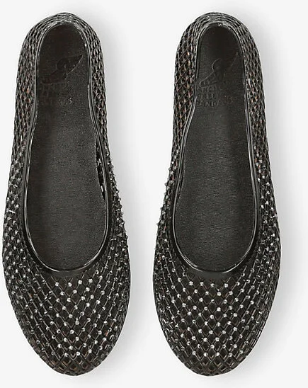 Womens Black Iro Crystal-Embellished PVC Ballet Flats Eur 39 / 6 Uk Women - Image 2