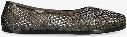 Womens Black Iro Crystal-Embellished PVC Ballet Flats Eur 39 / 6 Uk Women