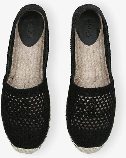 Womens Black Isla Logo-Embossed Crochet Espadrilles Eur 40 / 7 Uk Women - Image 2