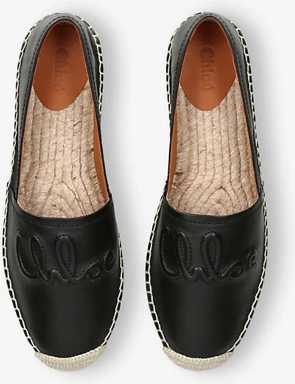 Womens Black Isla Logo-Embossed Leather Espadrilles Eur 42/ 9 Uk Women - Image 2