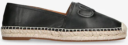Womens Black Isla Logo-Embossed Leather Espadrilles Eur 42/ 9 Uk Women