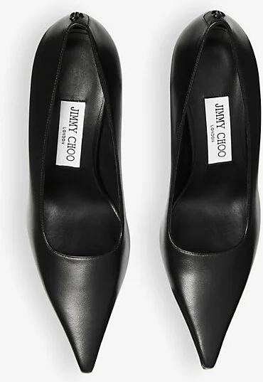 Womens Black Ixia 80 Logo-Embellished Leather Heeled Courts 12 - Image 2