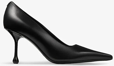 Womens Black Ixia 80 Logo-Embellished Leather Heeled Courts 12